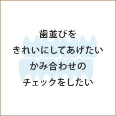 歯並びをきれいにしてあげたい かみ合わせのチェックをしたい