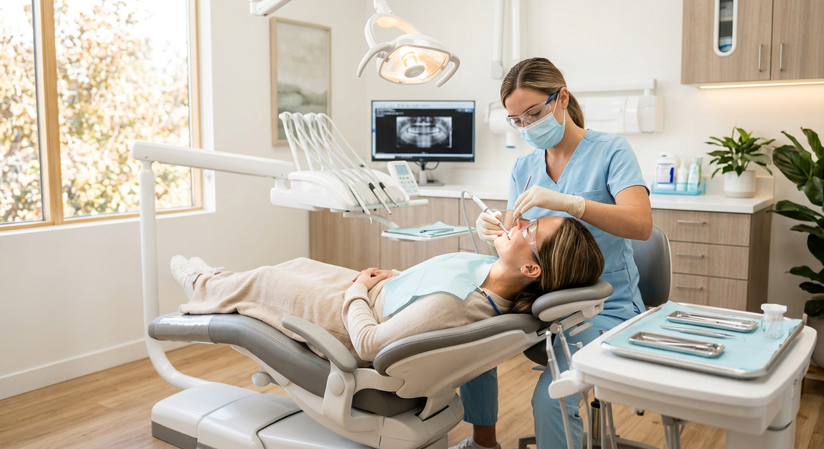 歯科衛生士によるプロフェッショナルクリーニングの様子